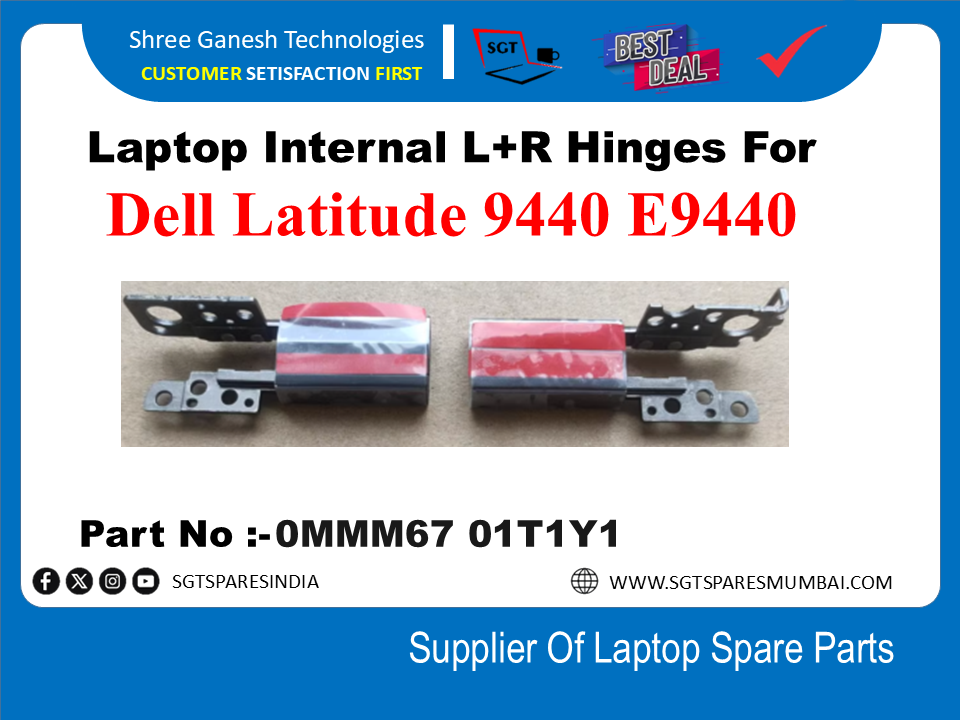 Laptop Internal L+R Hinges For Dell Latitude 9440 E9440 Part NG 0MMM67 0AT1Y1