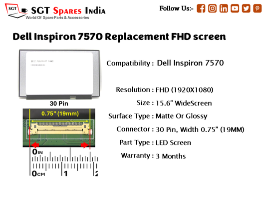 Dell Inspiron 7570 Replacement FHD screen