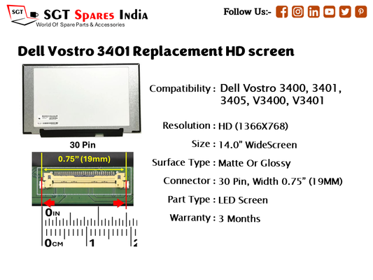 Dell Vostro 3401 Replacement HD screen
