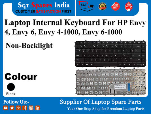 Laptop Internal Keyboard For HP Envy 4, Envy 6, Envy 4-1000, Envy 6-1000 Non-Backlight Colour Black