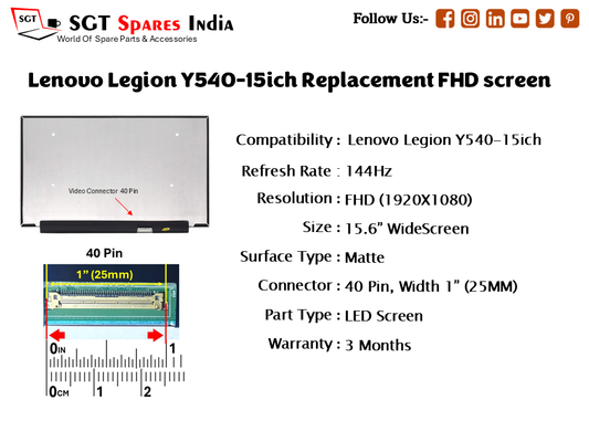 Lenovo Legion Y540-15ich Replacement FHD screen