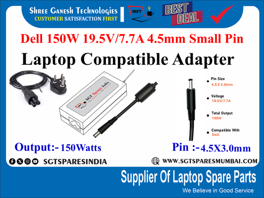 Dell 150W 19.5V/7.7A 4.5mm Small Pin Laptop Compatible adapter