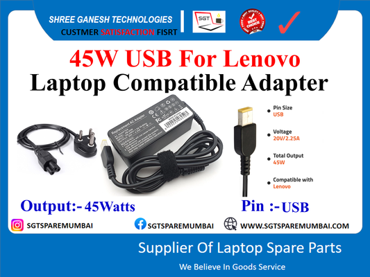 45W USB For Lenovo Laptop Compatible Adapter