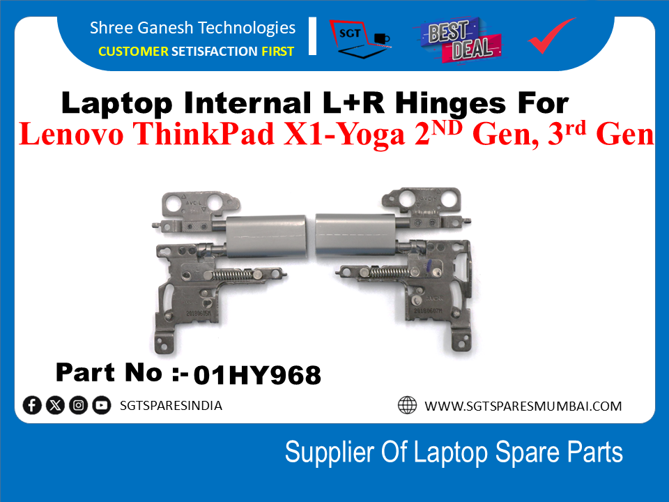 Laptop Internal L+R Hinges For Lenovo ThinkPad X1-Yoga 1st Gen, 2nd Gen, 3rd Gen Part No :-O01HY968