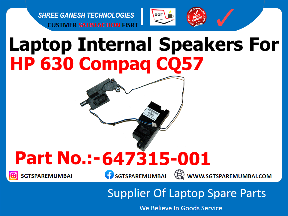 Laptop Internal Speakers For HP 630 Compaq CQ57 Part No.:-647315-001