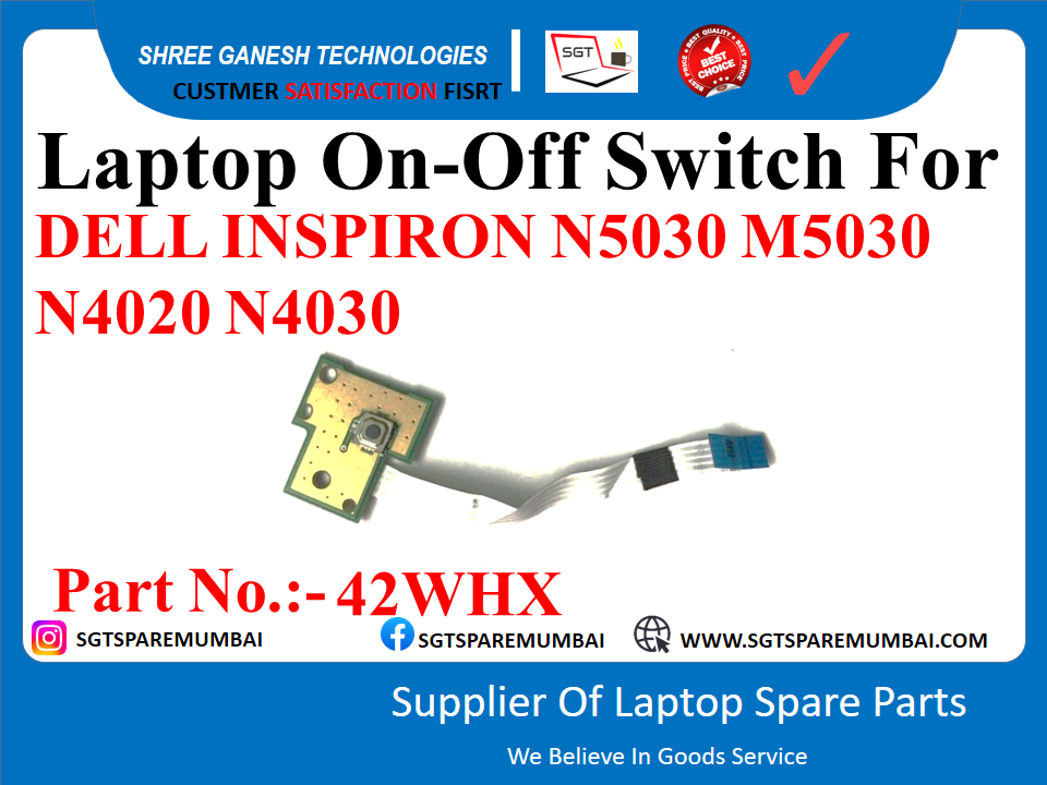 Laptop On-Off Switch For DELL INSPIRON N5030 M5030 N4020 N4030  BR cm Part No.:-42WHX |