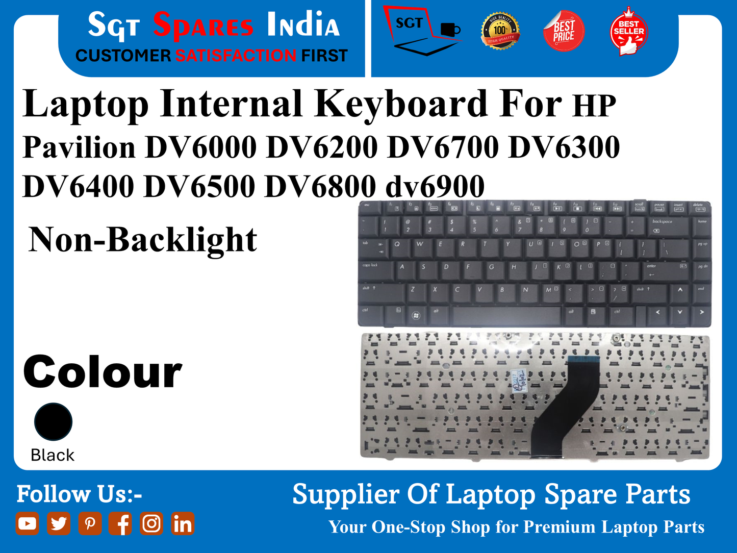 Laptop Internal Keyboard For HP Pavilion DV6000 DV6200 DV6700 DV6300 DV6400 DV6500 DV6800 dv6900 Non-Backlight Colour Black