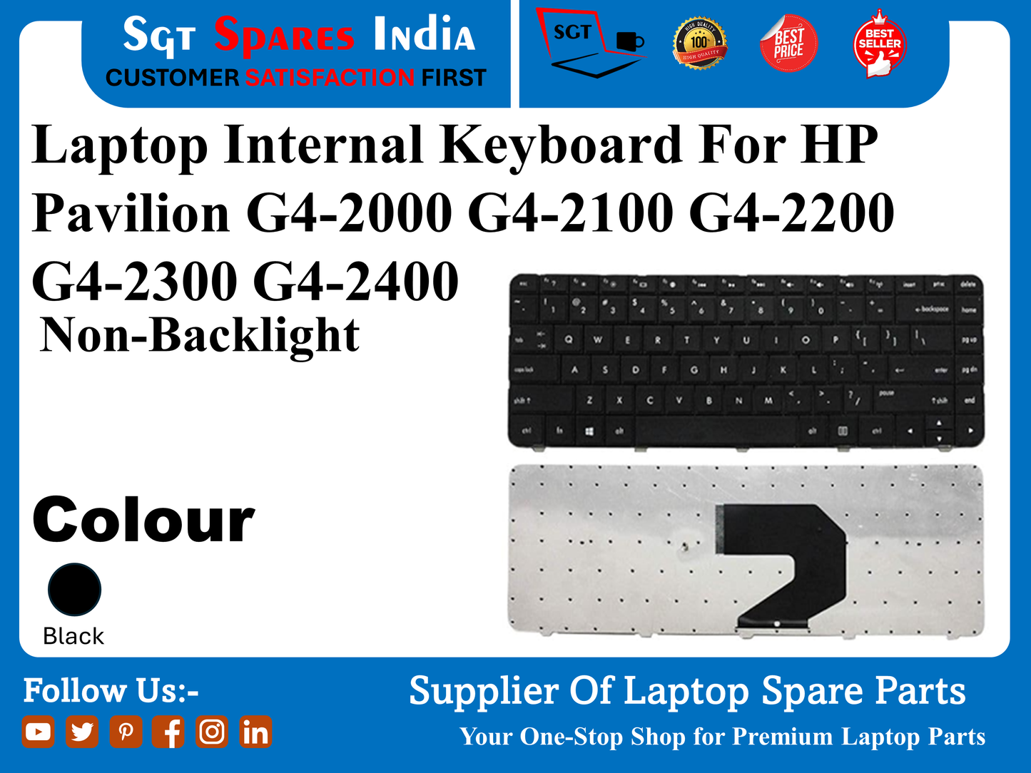 Laptop Internal Keyboard For HP Pavilion G4-2000 G4-2100 G4-2200 G4-2300 G4-2400 Non-Backlight Colour Black