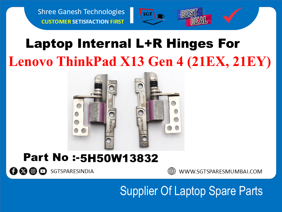 Laptop Internal L+R Hinges For Lenovo ThinkPad X13 Gen 4 (21EX, 21EY) Part No :-5H50W13832