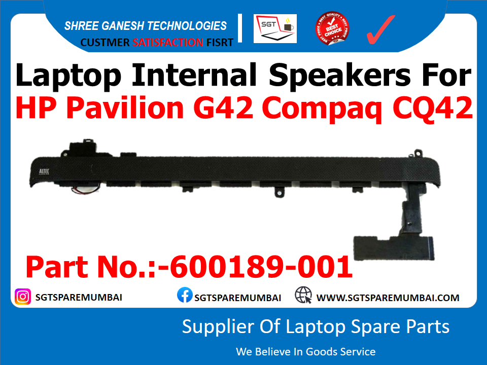 Laptop Internal Speakers For HP Pavilion G42 Compaq CQ42 Part No.:-600189-001