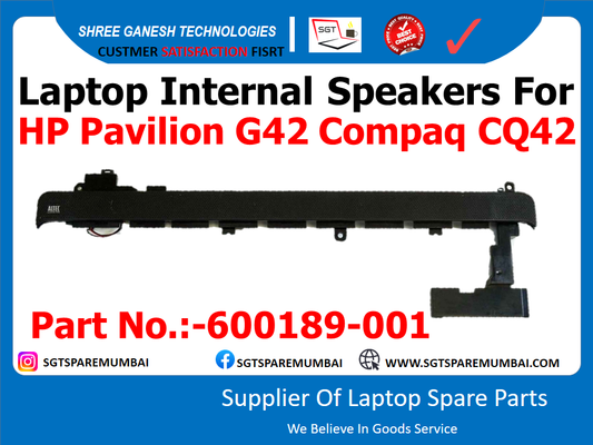 Laptop Internal Speakers For HP Pavilion G42 Compaq CQ42 Part No.:-600189-001