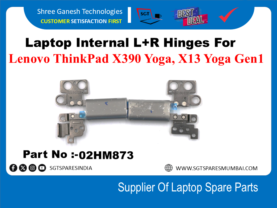 Laptop Internal L+R Hinges For Lenovo ThinkPad X390 Yoga, X13 Yoga Gen1 Part No :-02HM873