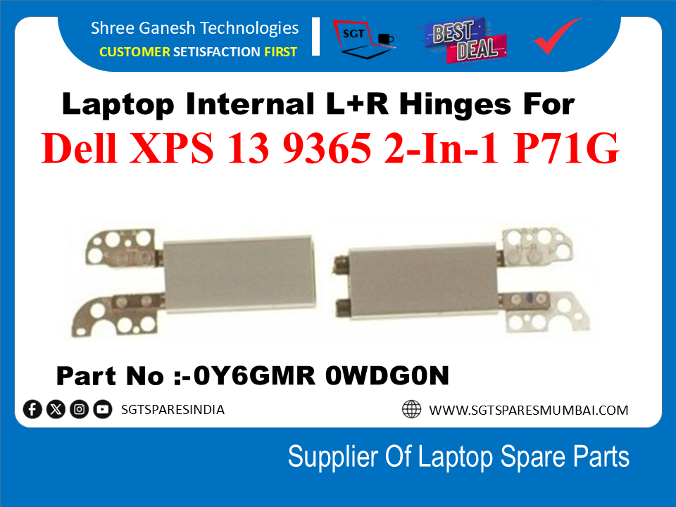 Laptop Internal L+R Hinges For Dell XPS 13 9365 2-In-1 P71G part No -0Y6GMR 0WDG0N