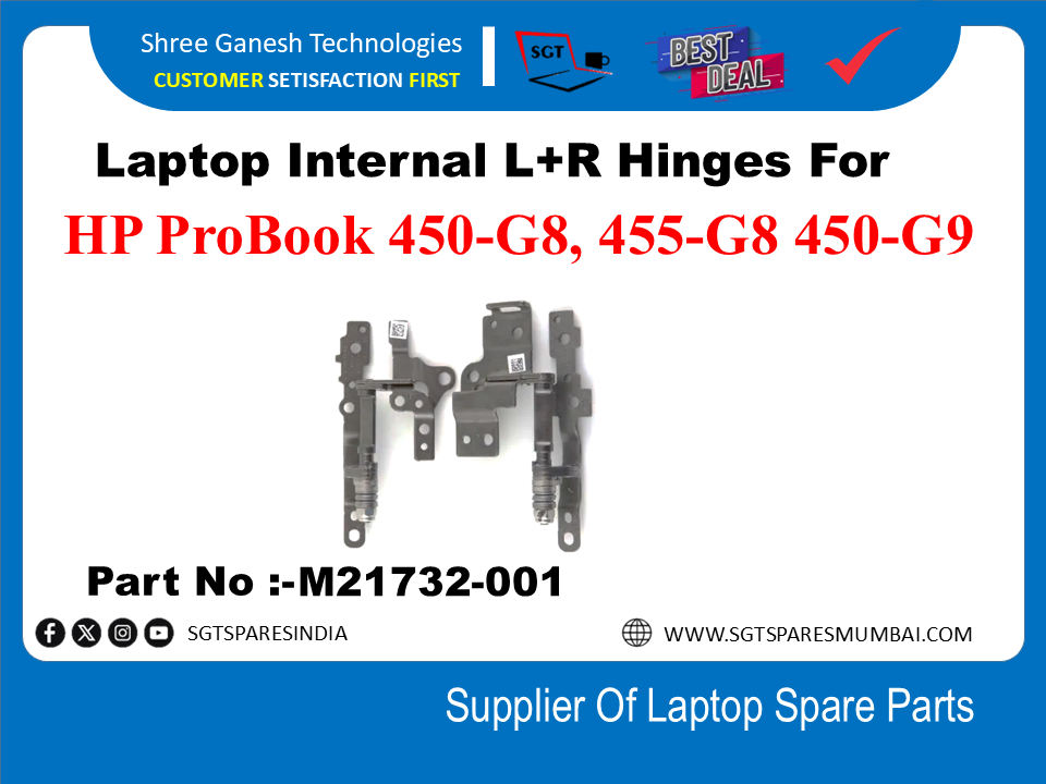 Laptop Internal L+R Hinges For HP ProBook 450-G8, 455-G8 450-G9  Part No :- M21732-001