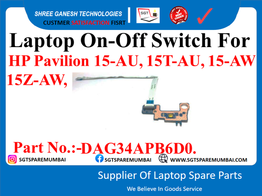 Laptop On-Off Switch For HP Pavilion 15-AU, 15T-AU, 15-AW 15Z-AW,