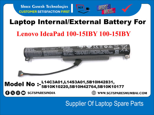 Laptop Internal Compatible Battery For Lenovo IdeaPad 100-15IBY, 100-15IBY, Model No :- L14C3401, L14S3A01, 5B10H42831, 5B10K10220, 5B10H42764 ,5B10K10177