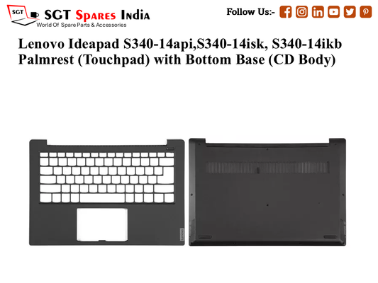 Lenovo Ideapad S340-14api,S340-14isk, S340-14ikb Palmrest (Touchpad) with Bottom Base (CD Body)