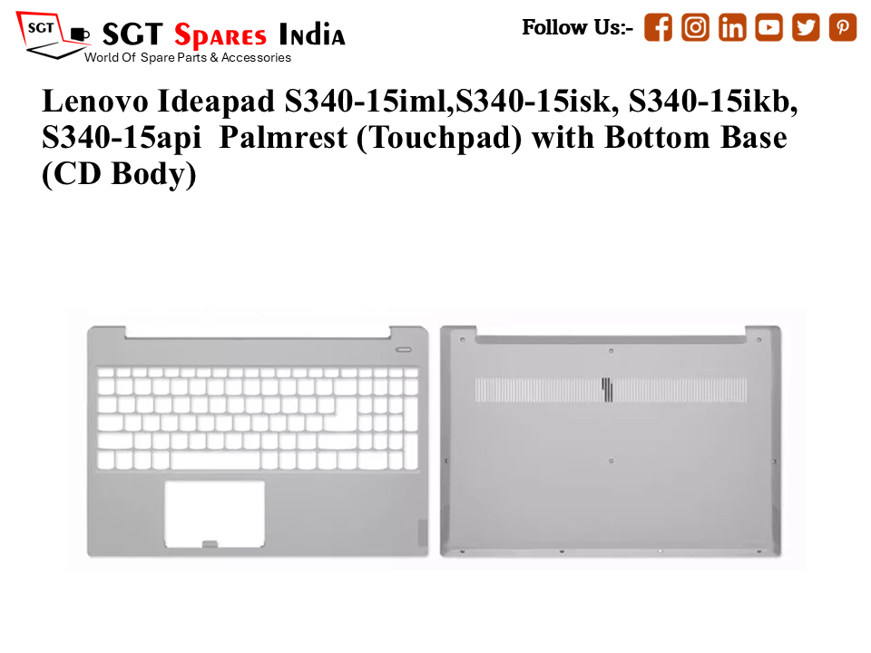 Lenovo Ideapad S340-15iml, S340-15isk, S340-15ikb, S340-15api Palmrest (Touchpad) with Bottom Base (CD Body)