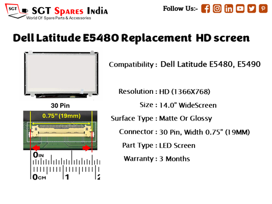 Dell Latitude E5480 Replacement HD screen