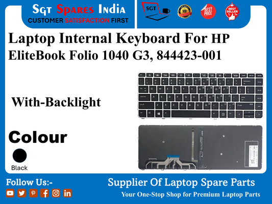 Laptop Internal Keyboard For HP EliteBook Folio 1040 G3, 844423-001 With-Backlight Colour Black