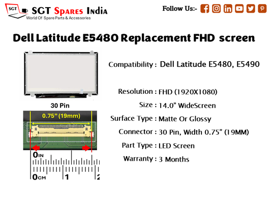 Dell Latitude E5480 Replacement FHD screen