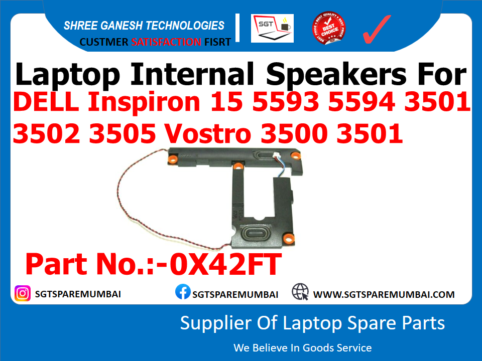 Laptop Internal Speakers For DELL Inspiron 15 5593 5594 3501 3502 3505 Vostro 3500 3501 Part No.:-0X42FT