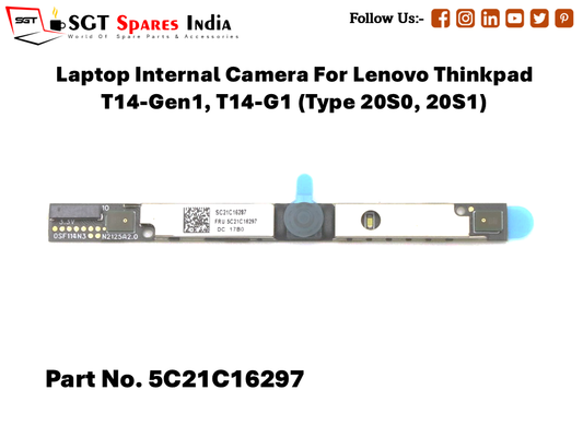 Laptop Internal Camera For Lenovo Thinkpad T14-Gen1, T14-G1 (Type 20S0, 20S1) Part No. 5C21C16297