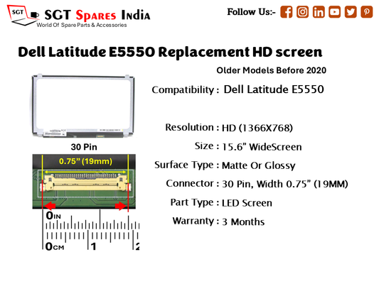 Dell Latitude E5550 Replacement HD screen