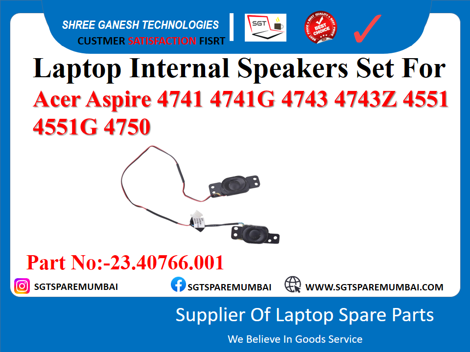 Laptop Internal Speakers Set For Acer Aspire 4741 4741G 4743 4743Z 4551 4551G 4750 Part No:-23.40766.001