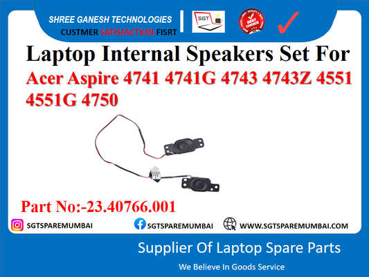 Laptop Internal Speakers Set For Acer Aspire 4741 4741G 4743 4743Z 4551 4551G 4750 Part No:-23.40766.001