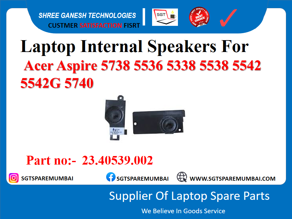 Laptop Internal Speakers For Acer Aspire 5738 5536 5338 5538 5542 5542G 5740 Part no:- 23.40539.002