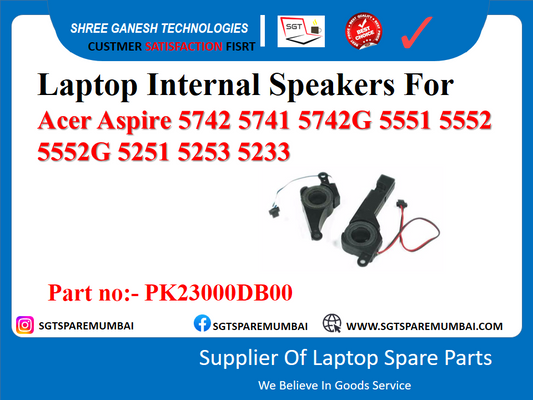 Laptop Internal Speakers For Acer Aspire 5742 5741 5742G 5551 5552 5552G 5251 5253 5233 Part no:- PK23000DB00