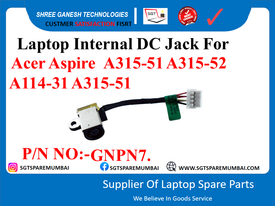 Laptop Internal DC Jack For Acer Aspire A315-51 A315-52 A114-31 A315-51 P/N NO: -GNPN7.