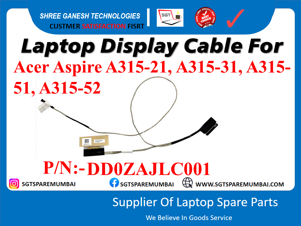 Laptop Display Cable For Acer Aspire A315-21, A315-31, A315- 51, A315-52 P/N:- DDOZAJLC001