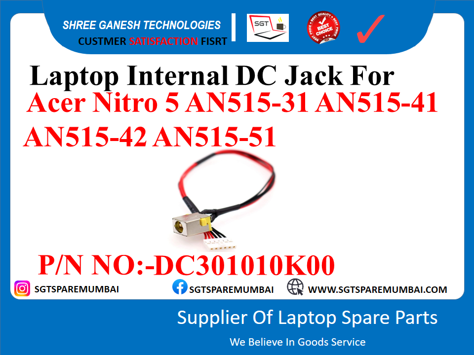 Laptop Internal DC Jack For Acer Nitro 5 AN515-31 AN515-41 AN515-42 AN515-51 P/N NO:-DC301010K00