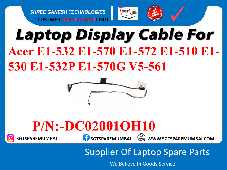 Laptop Display Cable For Acer E1-532 E1-570 E1-572 E1-510 E1- 530 E1-532P E1-570G V5-561 P/N:-DC020010H10