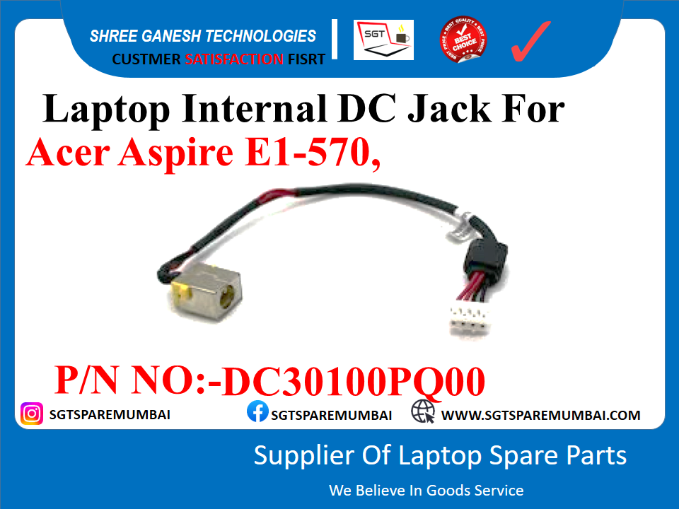 Laptop Internal DC Jack For Acer Aspire E1-570, P/N NO:-DC30100PQ00