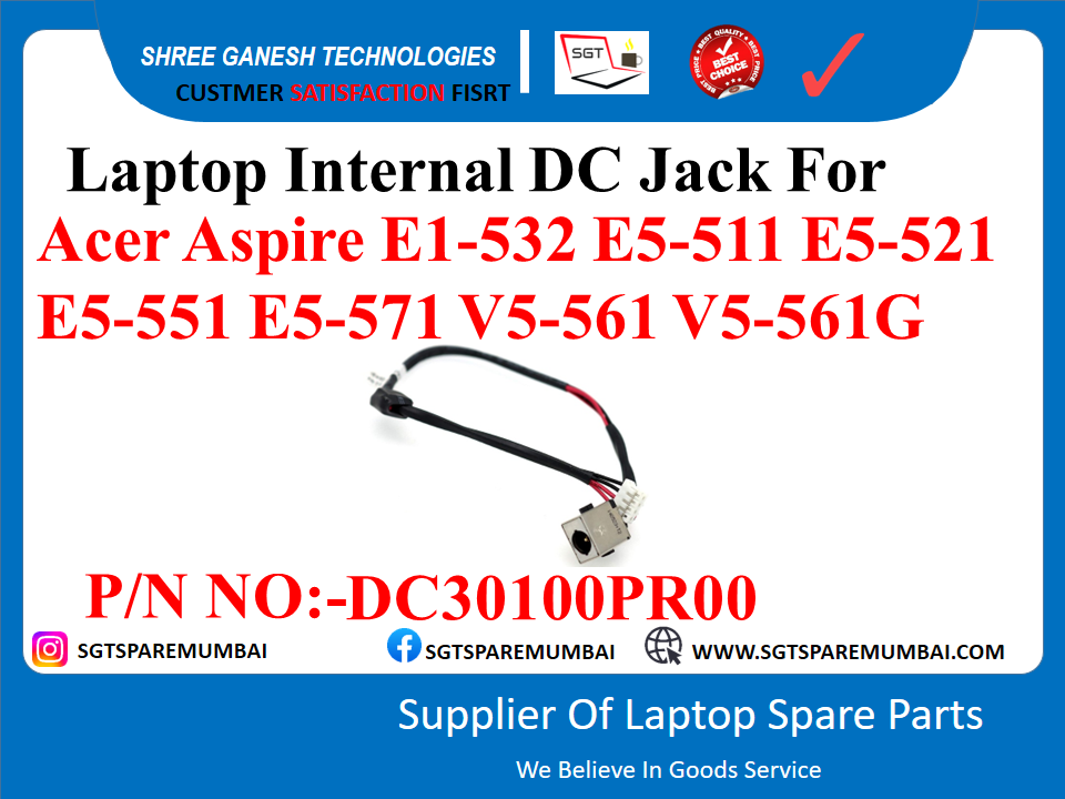 Laptop Internal DC Jack For Acer Aspire E1-532 E5-511 E5-521 E5-551 E5-571 V5-561 V5-561G P/N NO:-DC30100PR00