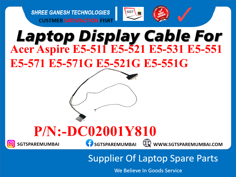 Laptop Display Cable For Acer Aspire E5-511 E5-521 E5-531 E5-551 E5-571 E5-571G E5-521G E5-551G P/N:-DC02001Y810