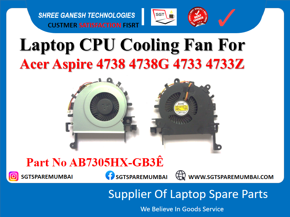 Laptop CPU Cooling Fan For Acer Aspire 4738 4738G 4733 4733Z Part No AB7305HX-GB3Ê