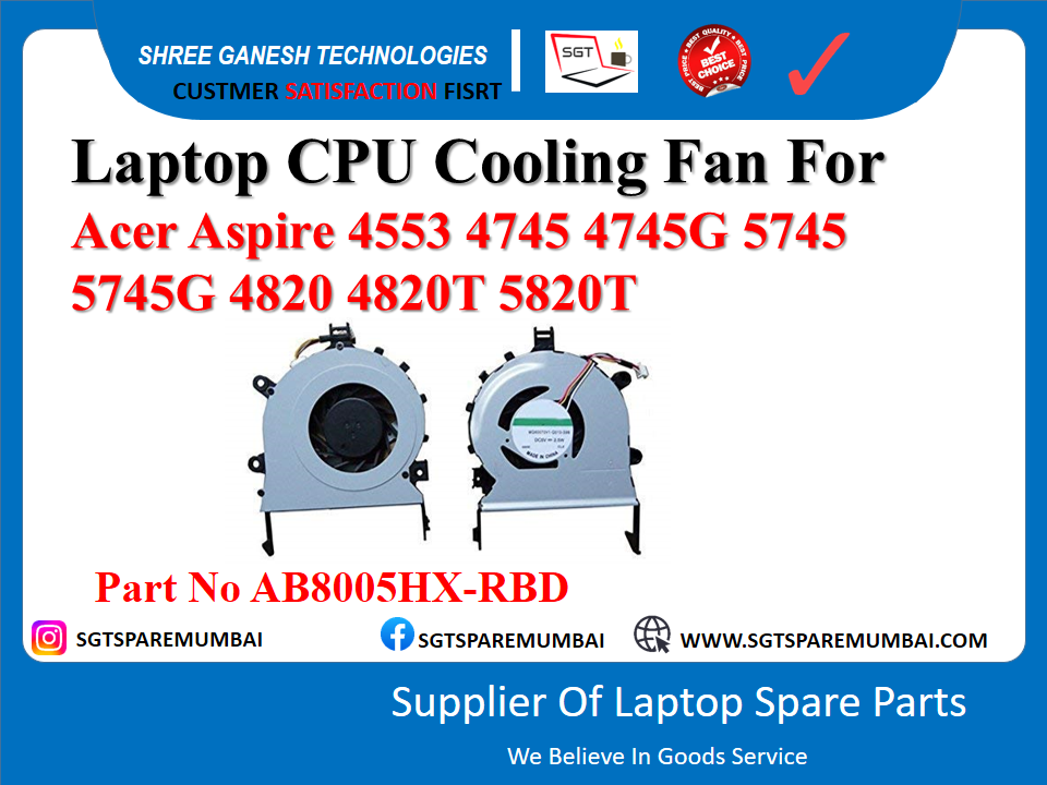 Laptop CPU Cooling Fan For Acer Aspire 4553 4745 4745G 5745 5745G 4820 4820T 5820T Part No AB8005HX-RBD