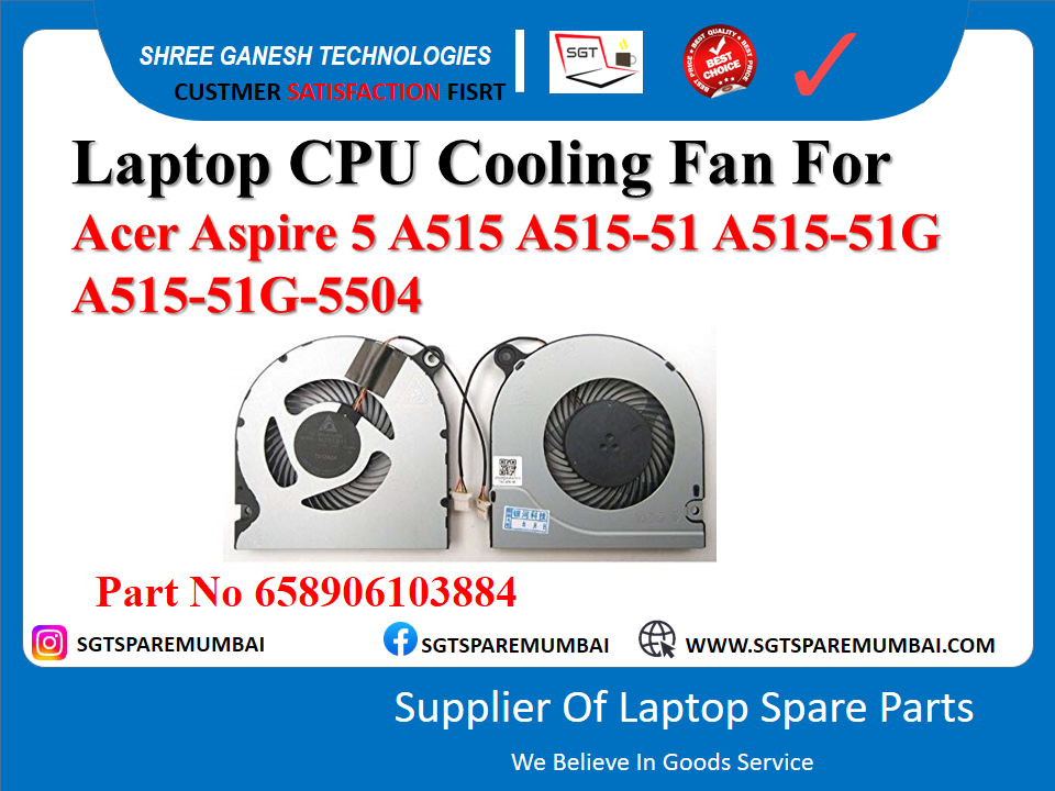 Laptop CPU Cooling Fan For Acer Aspire 5 A515 A515-51 A515-51G A515-51G-5504 Part No 658906103884