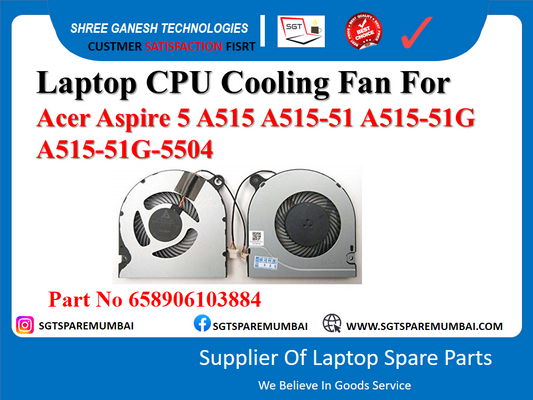 Laptop CPU Cooling Fan For Acer Aspire 5 A515 A515-51 A515-51G A515-51G-5504 Part No 658906103884