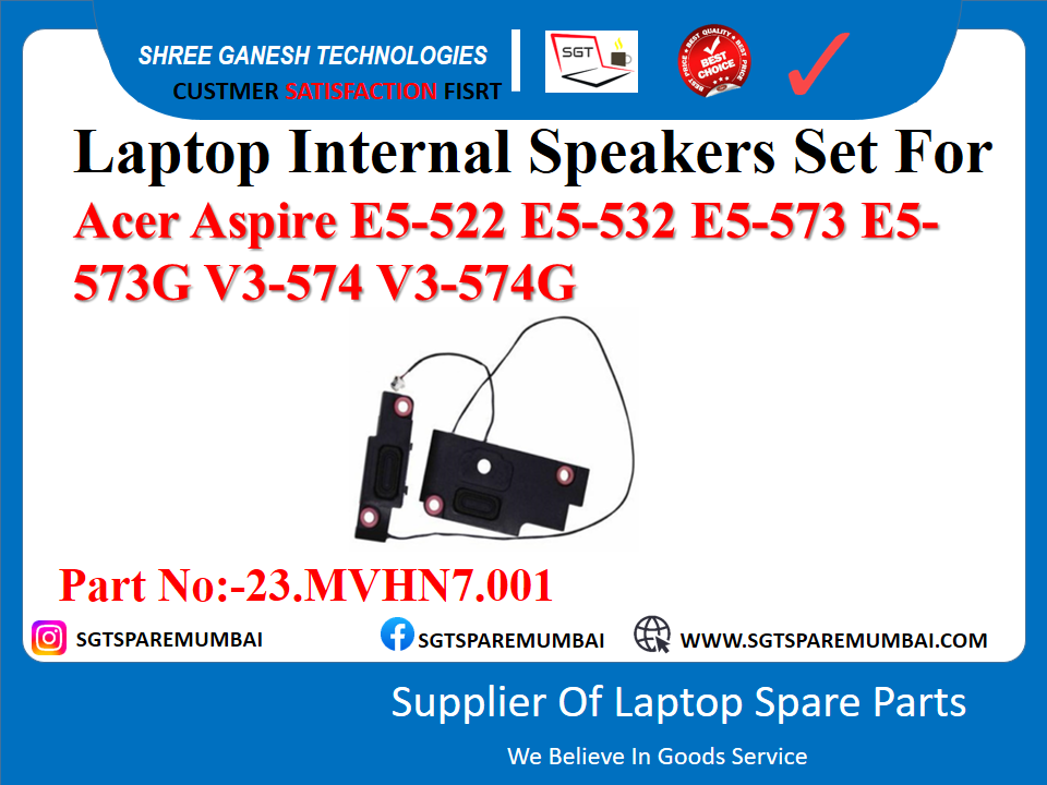 Laptop Internal Speakers Set For Acer Aspire E5-522 E5-532 E5-573 E5- 573G V3-574 V3-574G Part No:-23.MVHN7.001