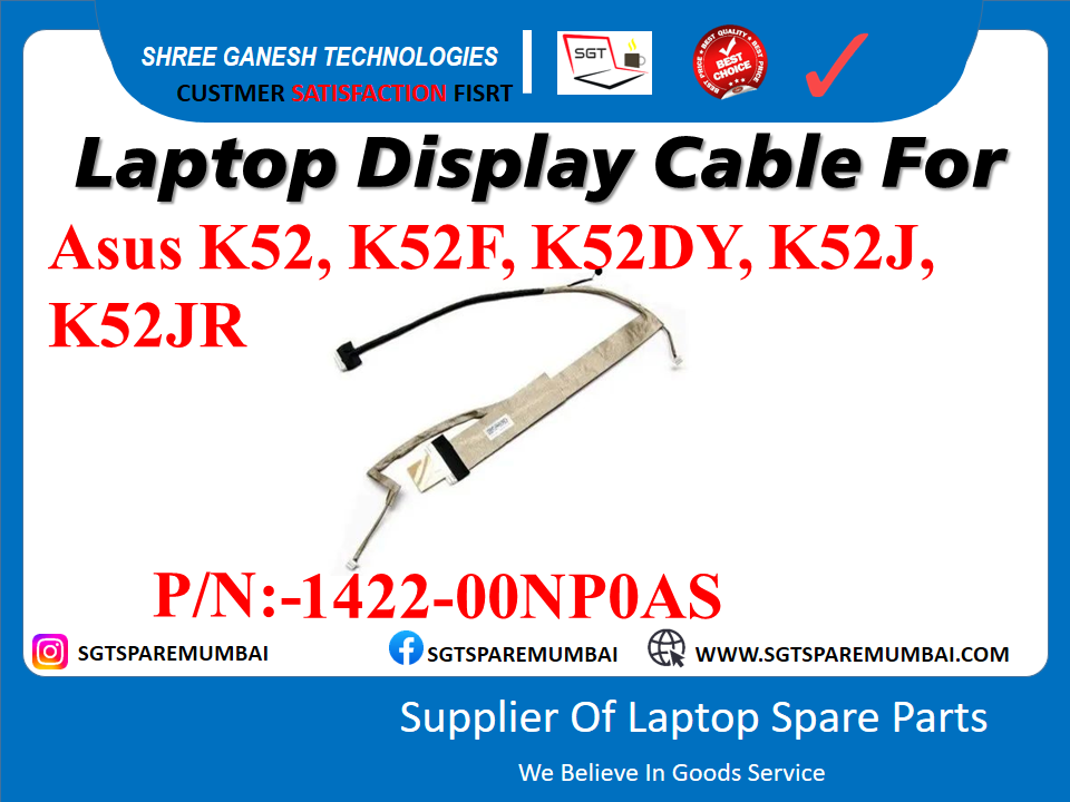 Laptop Display Cable For Asus K52, K52F, K52DY, K52J, K52JR P/N:-1422-00NPOAS