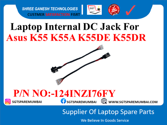 Laptop Internal DC Jack For Asus K55 K55A K55DE K55DR P/N NO:-124INZ176FY