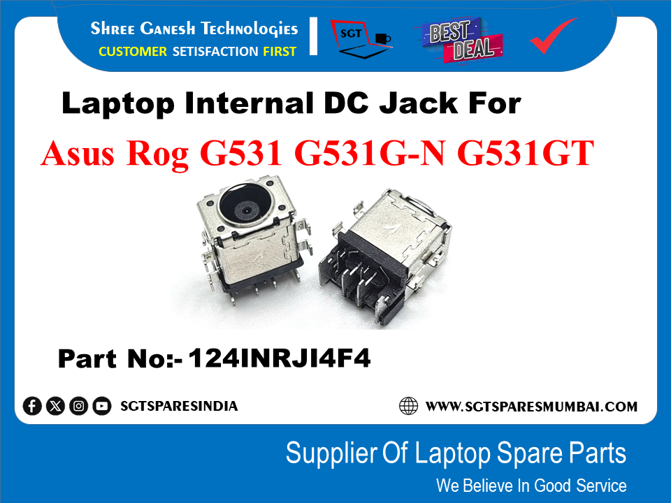 Laptop Internal DC Jack For Asus Rog G531 G531G-N G531GT Part No:- 124INRJ14F4