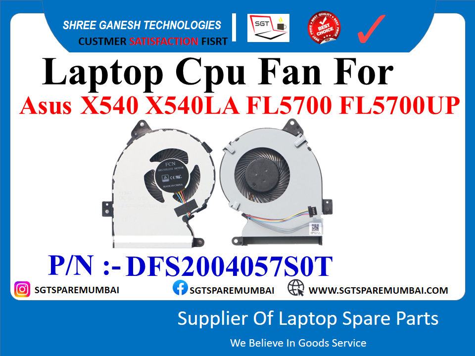 Laptop Cpu Fan For Asus X540 X540LA FL5700 FL5700UP P/N : - DFS2004057SOT