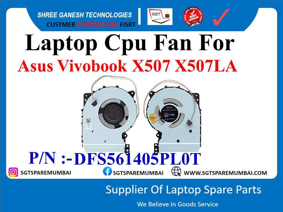 Laptop Cpu Fan For Asus Vivobook X507 X507LA P/N :-DFS561405PLOT