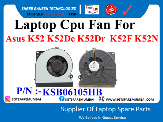 Laptop Cpu Fan For Asus K52 K52De K52Dr K52F K52N P/N :-KSB06105HB